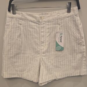 Evereve White Shorts with Navy Pinstripes